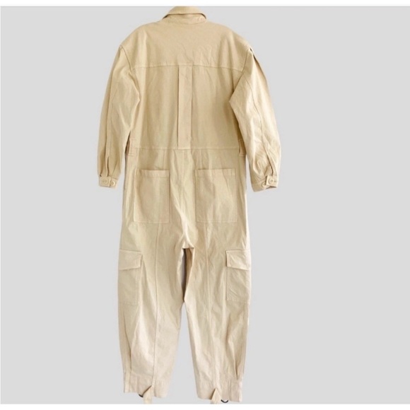 NEW Banana Republic Moleskin Flightsuit Jumpsuit Beige SMALL Womens $190 - Picture 8 of 13